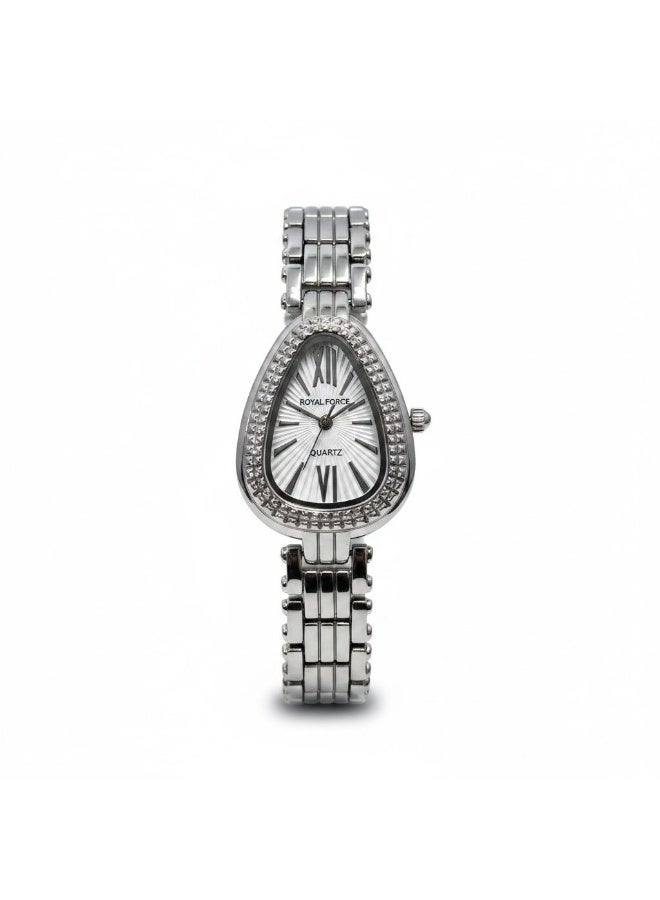 Royal Force Bellora RF014L Women’s Luxury Quartz Watch Silver Stainless Steel Strap Elegant Oval Dial Analog Wrist Watch - Image 1