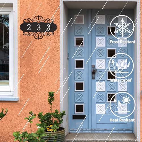 Giloner DIY House Numbers Metal Sign, Outdoor Address Plaque Weatherproof for Mailbox, Garden Yard,House Front Door Decorative Wall Plaque, 11.8 Inch Iron Wall Decor (Black-Silver) - Image 3
