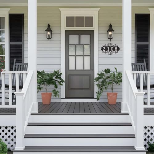 Giloner DIY House Numbers Metal Sign, Outdoor Address Plaque Weatherproof for Mailbox, Garden Yard,House Front Door Decorative Wall Plaque, 11.8 Inch Iron Wall Decor (Black-Silver) - Image 5
