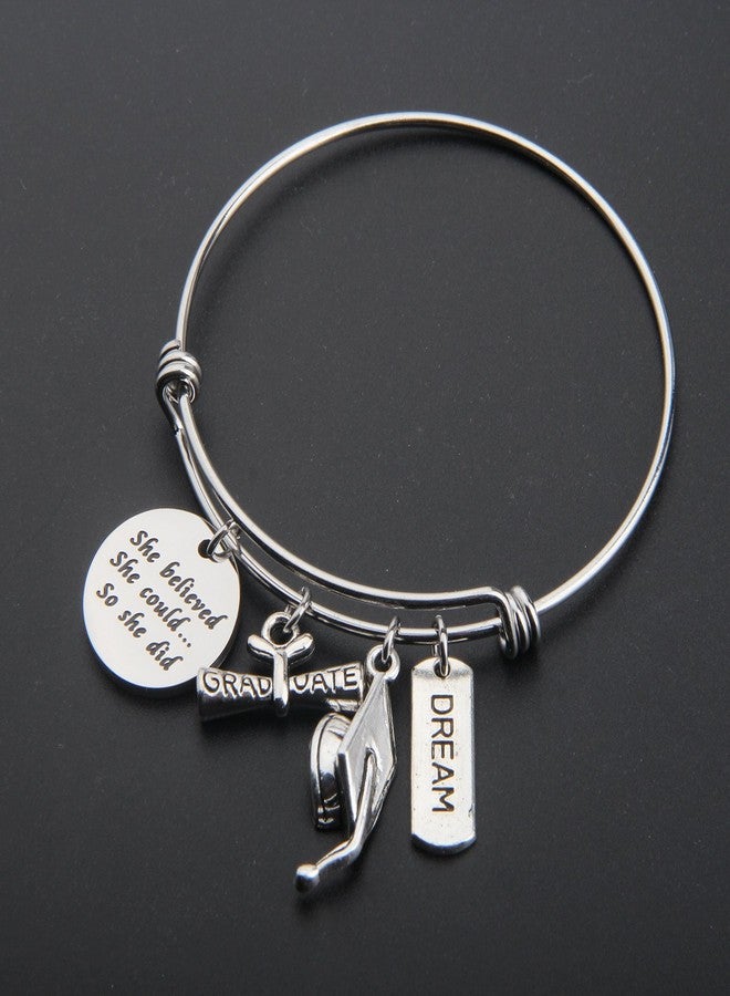MYOSPARK Graduation Bracelet Gift She Believed She Could So She Did Bracelet inspirational Charm Bangle Gifts for Graduates (Graduation Bracelet) - Image 4