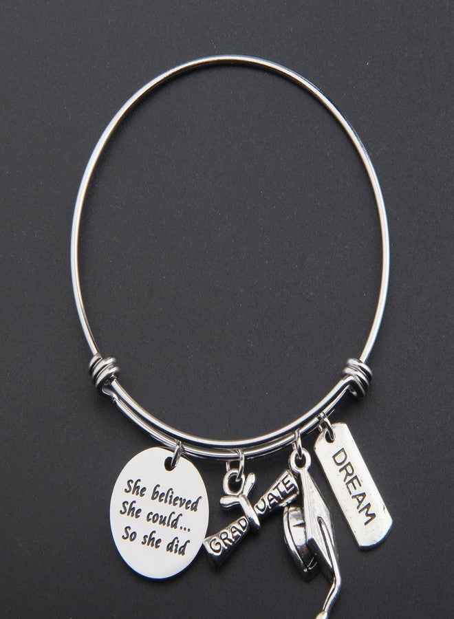MYOSPARK Graduation Bracelet Gift She Believed She Could So She Did Bracelet inspirational Charm Bangle Gifts for Graduates (Graduation Bracelet) - Image 5