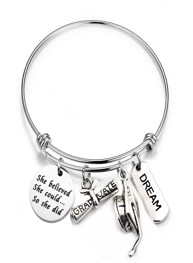 MYOSPARK Graduation Bracelet Gift She Believed She Could So She Did Bracelet inspirational Charm Bangle Gifts for Graduates (Graduation Bracelet) - Image 1