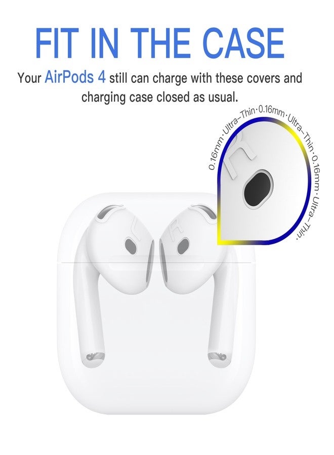 DamonLight [Fit in Case] 3 Pairs Cover for AirPods 4 DamonLight Anti Scratches Add Grip Sport Ear Tips [US Patent Registered] Compatible with AirPods 4th Generation (White) - Image 3