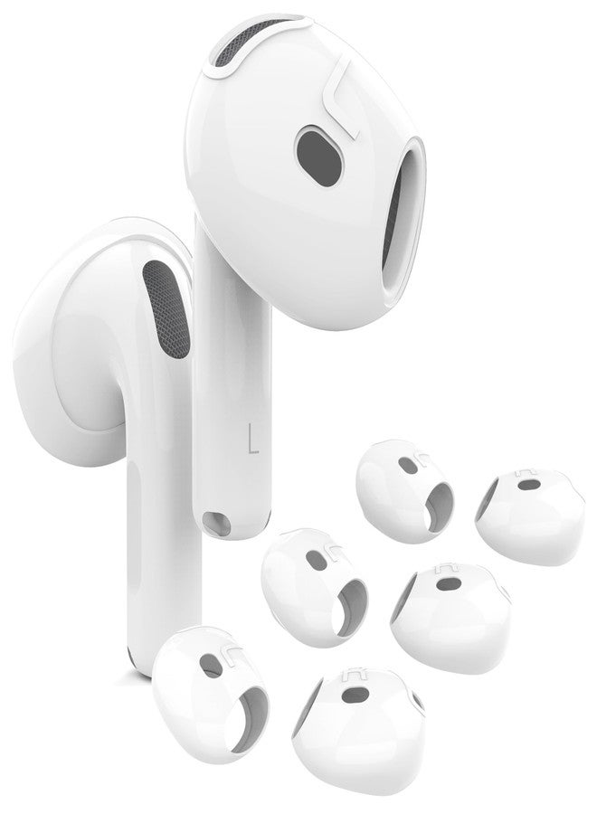 DamonLight [Fit in Case] 3 Pairs Cover for AirPods 4 DamonLight Anti Scratches Add Grip Sport Ear Tips [US Patent Registered] Compatible with AirPods 4th Generation (White) - Image 1