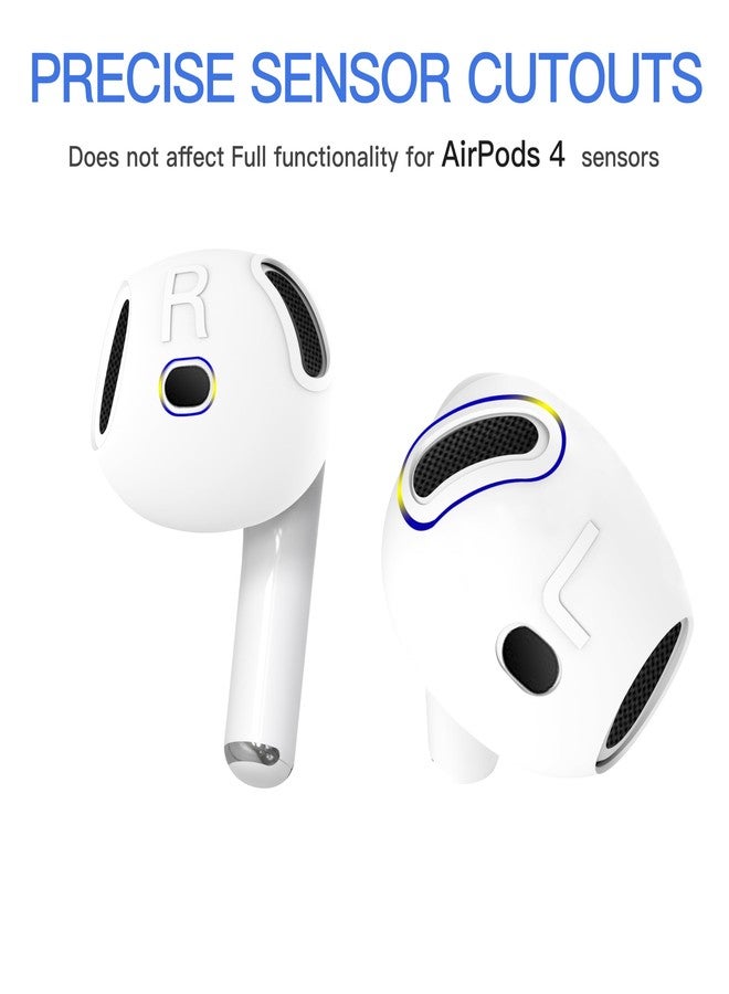 DamonLight [Fit in Case] 3 Pairs Cover for AirPods 4 DamonLight Anti Scratches Add Grip Sport Ear Tips [US Patent Registered] Compatible with AirPods 4th Generation (White) - Image 4