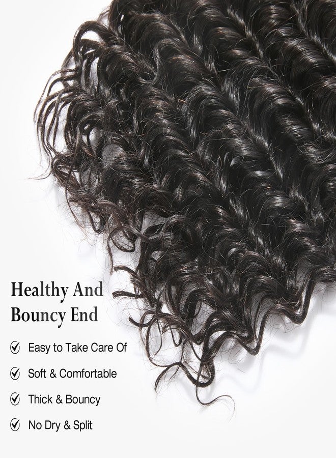 ASHINE Human Hair Bundle Deep Wave Unprocessed Cambodian Raw Hair 16 Inch, Flip Over Quick Weave Wet and Wave Bundles for Women Natural Black - Image 5