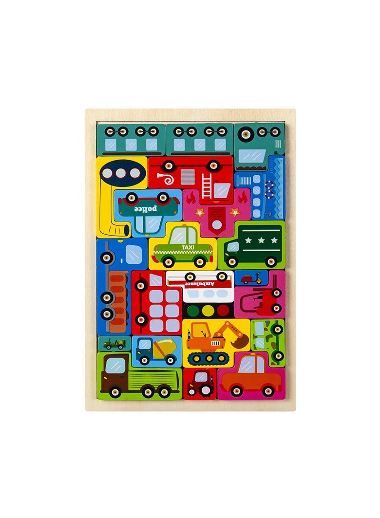 Children's Transportation Puzzle Baby Early Education Educational Toys Boys And Girls Assembly Desktop Toys - Image 1