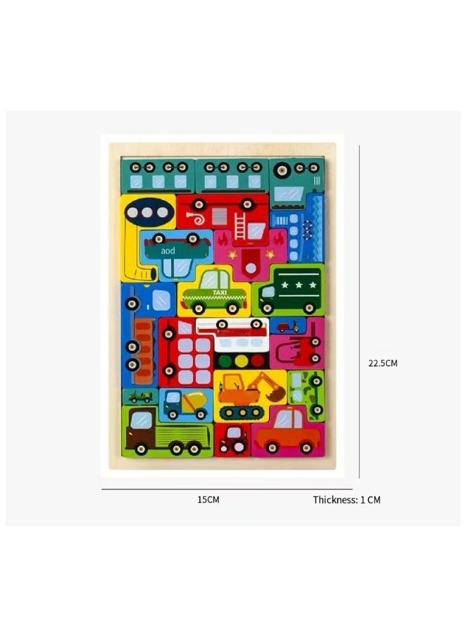Children's Transportation Puzzle Baby Early Education Educational Toys Boys And Girls Assembly Desktop Toys - Image 3