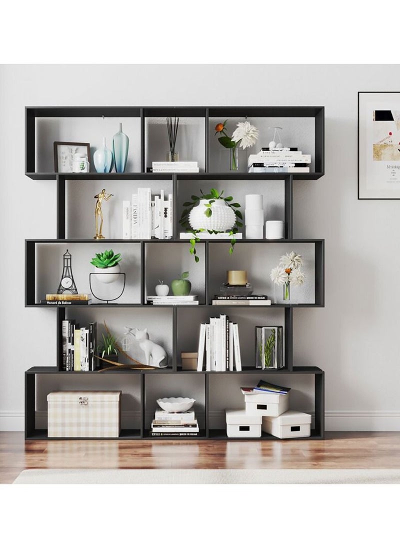 MODERN HOME Wood Bookcase with 5 Bookshelf for Living Room and Bedroom and Office 160×80×24 cm Black  - Image 3