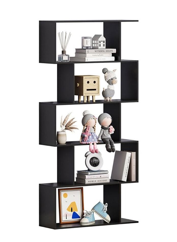 MODERN HOME Wood Bookcase with 5 Bookshelf for Living Room and Bedroom and Office 160×80×24 cm Black  - Image 5