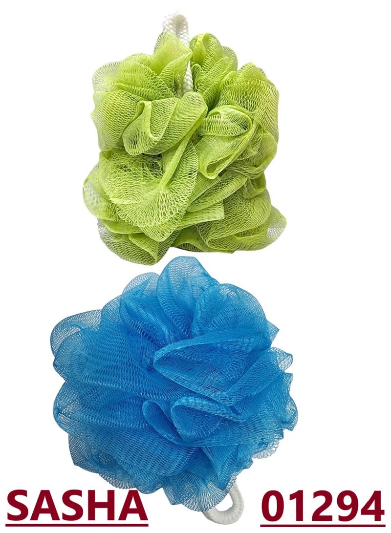 ساشا ليفة استحمام متعددة الألوان 2 قطع 13 سم للاستخدام اليومي والعناية بالبشرة والحمام المنزلي - Image 1