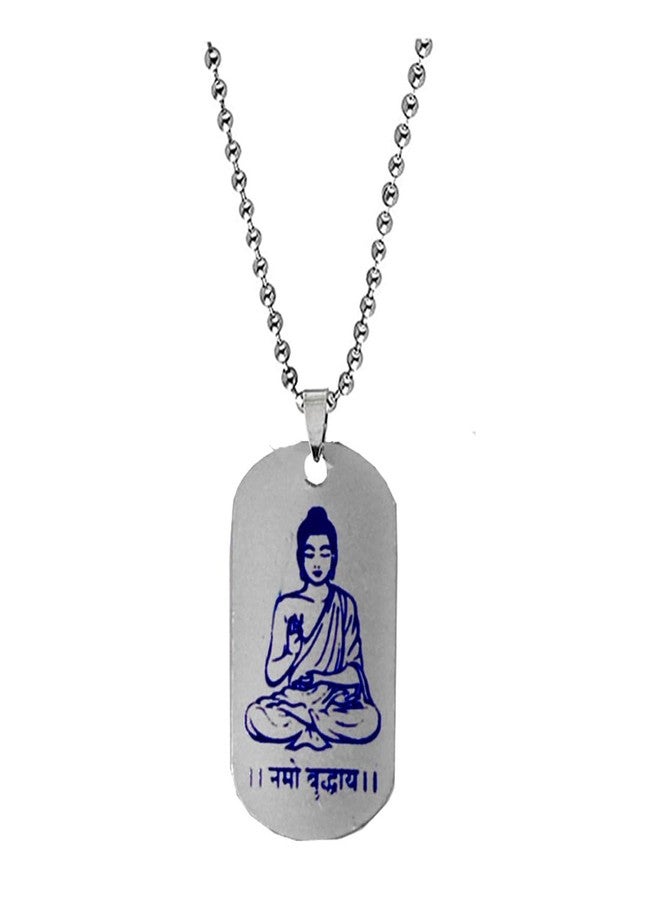 AFH Namo Buddhay Metal Locket Pendant Necklace Chain For Men And Women