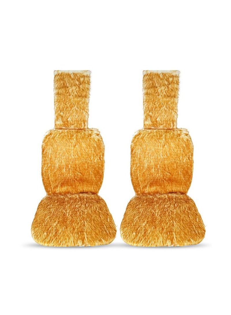 3XR - Winter Car Seat Covers Long Auto Wool Seat Cushion Set For Cars Styling Interior Accessories Brown With White 2PC Set - 7361 - Image 1