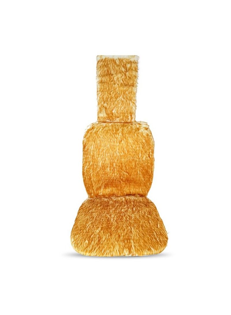 3XR - Winter Car Seat Covers Long Auto Wool Seat Cushion Set For Cars Styling Interior Accessories Brown With White 2PC Set - 7361 - Image 3