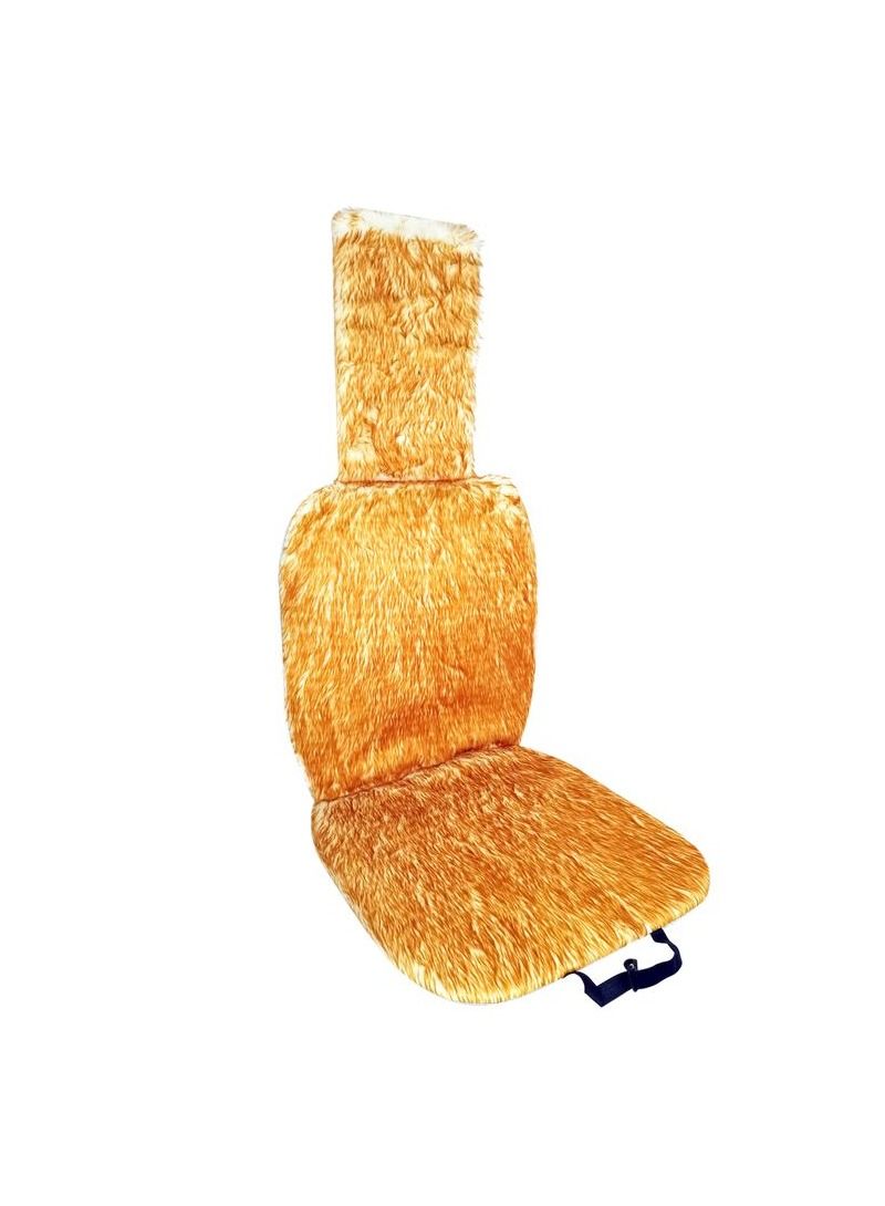 3XR - Winter Car Seat Covers Long Auto Wool Seat Cushion Set For Cars Styling Interior Accessories Brown With White 2PC Set - 7361 - Image 4