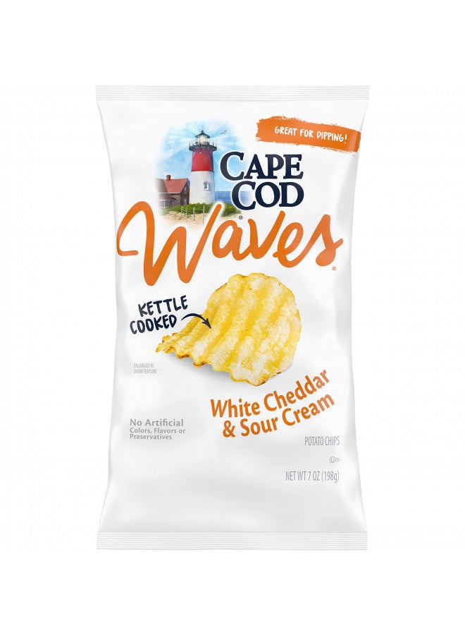 CAPE COD Cape Cod Waves Potato Chips Wavy Cut White Cheddar & Sour Cream, 7 Oz - Image 1