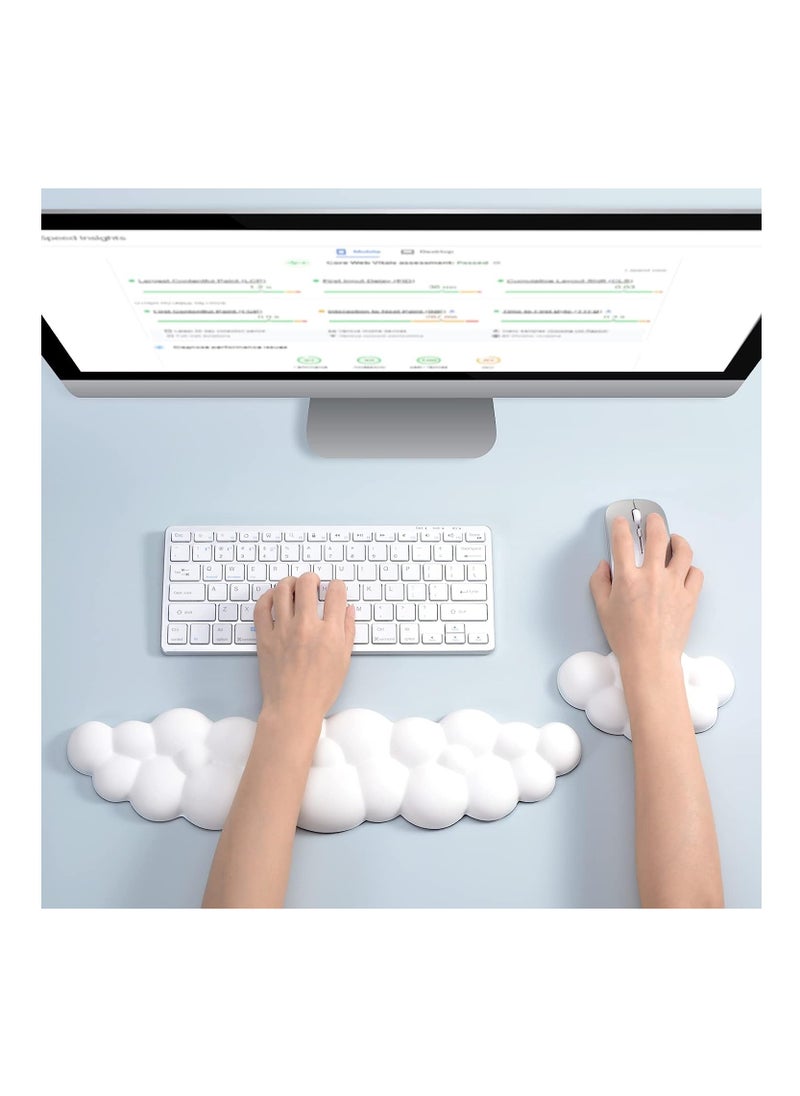 Generic - Keyboard Wrist Rest Set Cute Cloud Shape Wrist Rest Support for Mouse Keyboard Computer Elbow Pad Arm Rest Mouse Wrist Cushion, Ergonomic Design for Typing Comfortably (Keyboard not Included) - Image 1