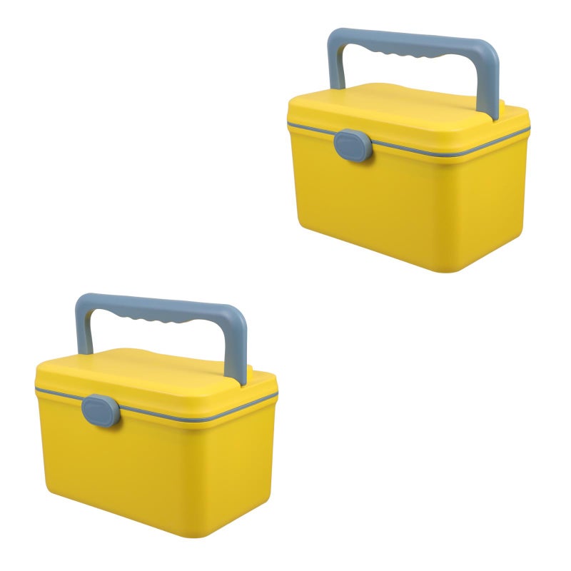 2pcs Large Capacity Storage Box Bin with Handle Supply Travel Tote Storage Case Container Yellow - Image 1