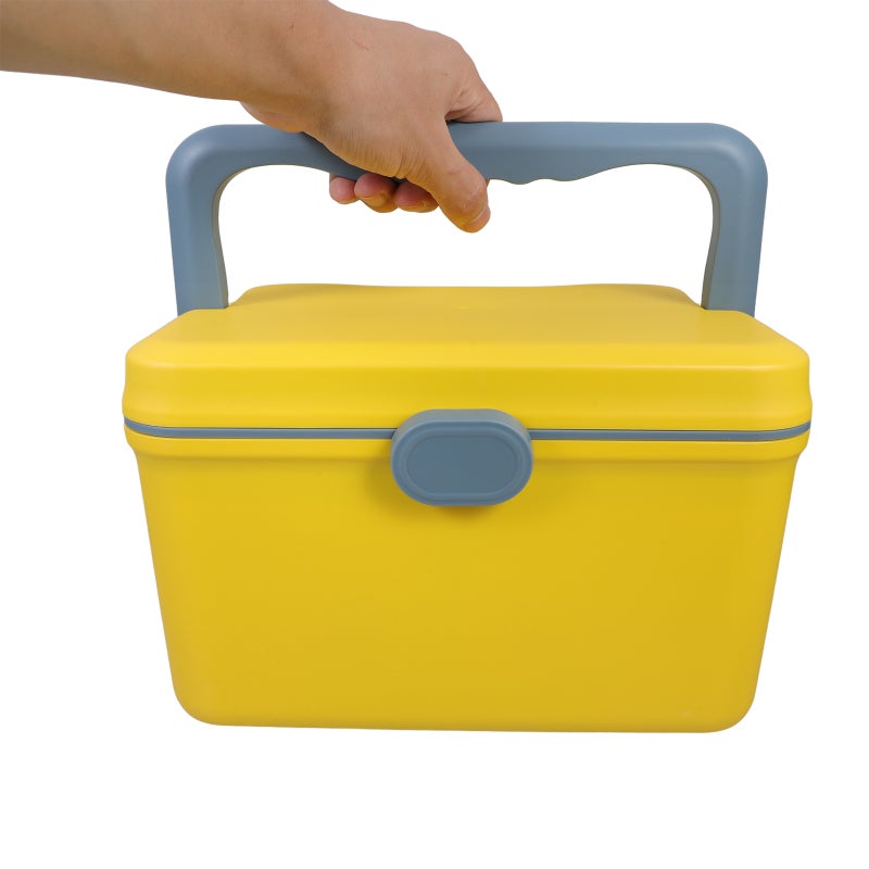 2pcs Large Capacity Storage Box Bin with Handle Supply Travel Tote Storage Case Container Yellow - Image 2