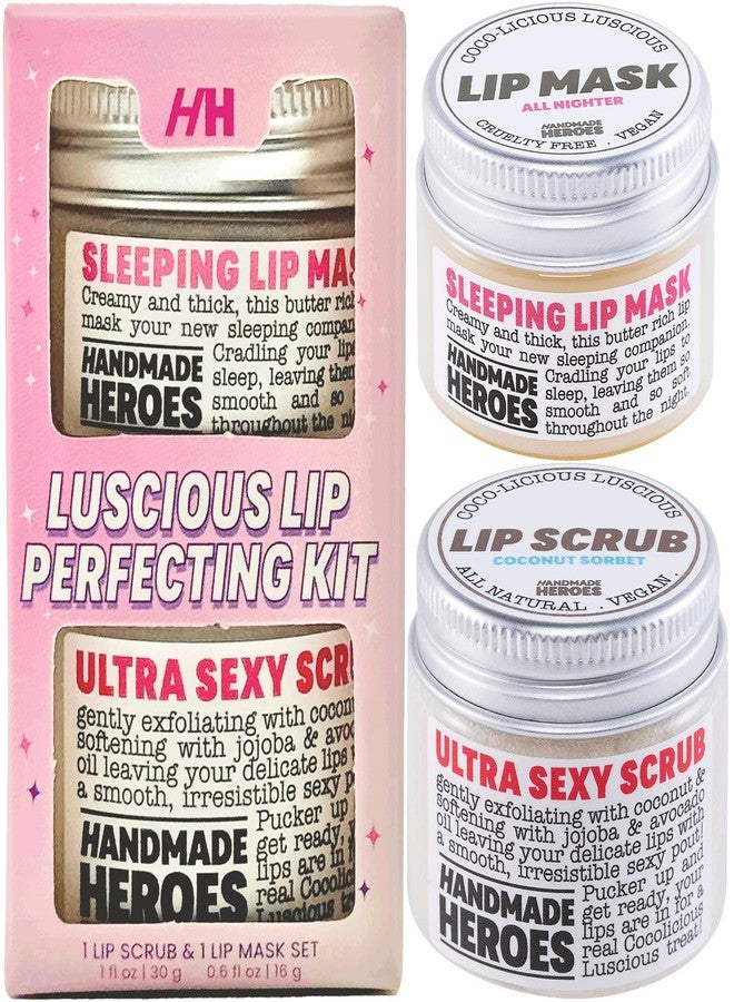 Handmade Heroes 100% Natural Coconut Lip Exfoliator & Lip Mask Gift Set - Gentle Exfoliant Sugar Lip Polish & Moisturizer for Chapped & Dry Lips - Image 1