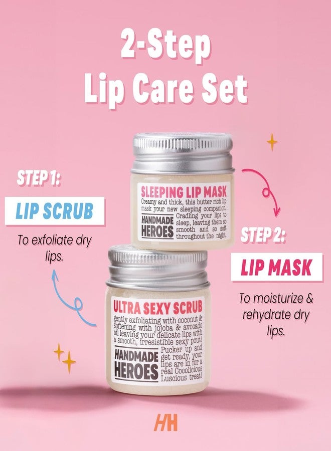 Handmade Heroes 100% Natural Coconut Lip Exfoliator & Lip Mask Gift Set - Gentle Exfoliant Sugar Lip Polish & Moisturizer for Chapped & Dry Lips - Image 2