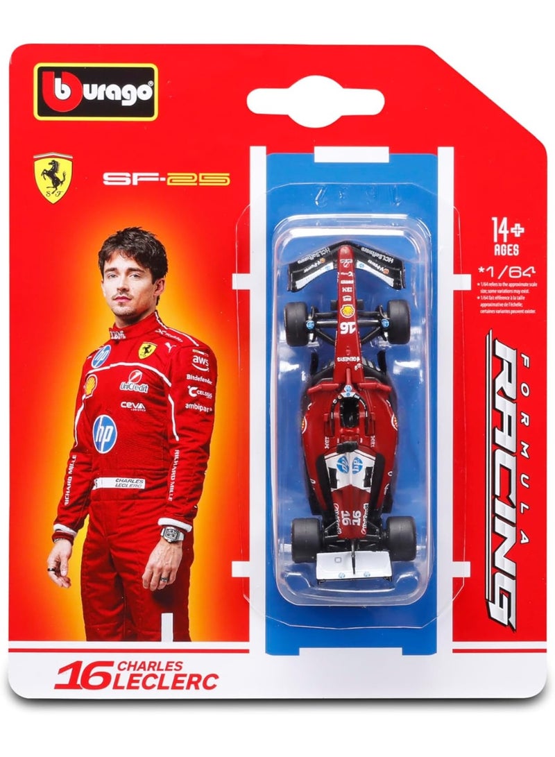 Burago 1:64 Ferrari Formula (without helmet) - SF-25 (2025 Australian F1 GP) Charles Leclerc 18-56801 (#16)