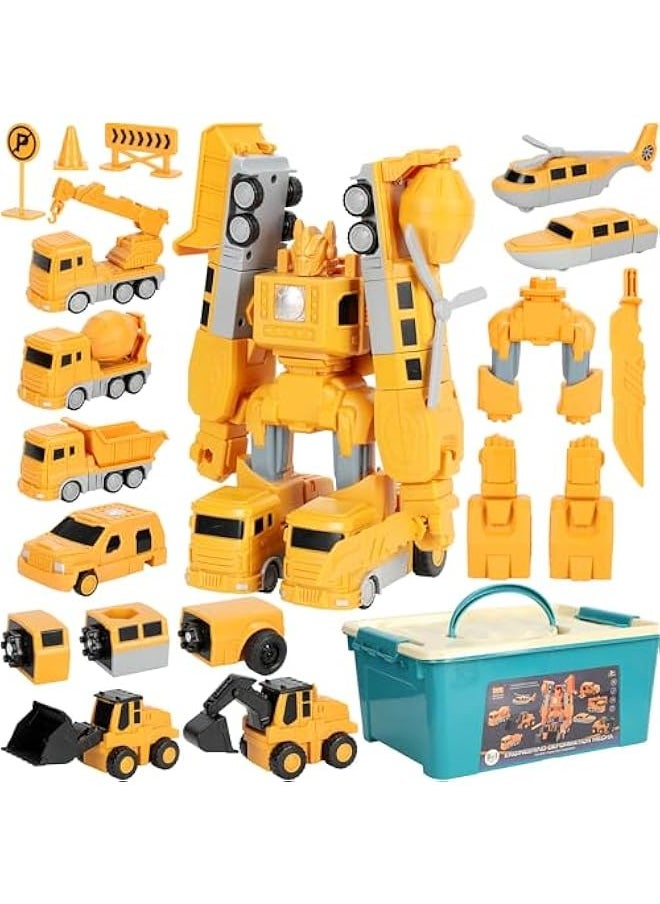 General Magnetic Transform Engineering Car Toy - Robot Assembled Toys with Storage Box Construction Toys for Kids Birthday  Classroom Exchange Gifts  - Image 1