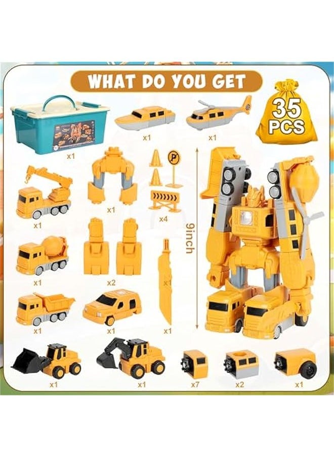 General Magnetic Transform Engineering Car Toy - Robot Assembled Toys with Storage Box Construction Toys for Kids Birthday  Classroom Exchange Gifts  - Image 2