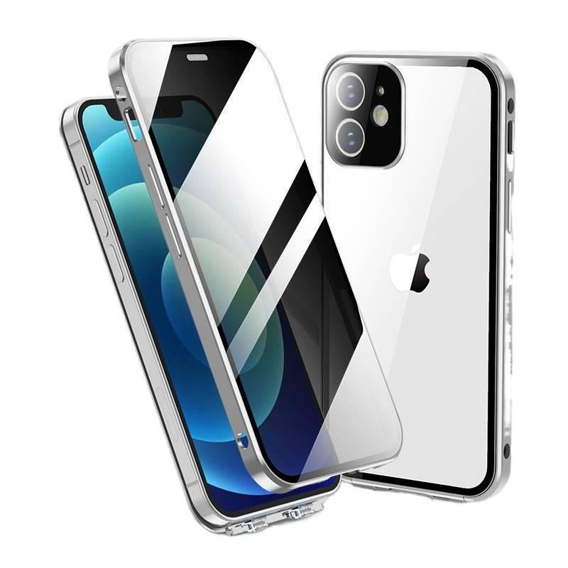 MS Protective Case, Anti-Peep, Cover for iPhone 14 / 14 Plus / 14 Pro / 14 Pro Max, Silver Glass - Image 1