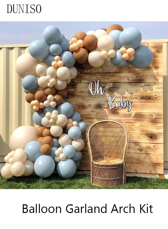 DUNISO 139PCS Balloon Garland Arch Kit Metallic White Blue Latex Balloons Set For Baby Wedding Birthday Party Background Decorations School Opening Ceremony - Image 1