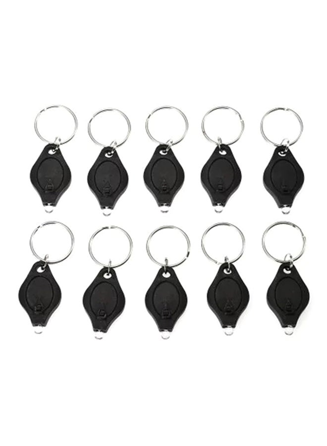 10-Piece Mini LED Flash Light Keychain Ring Black 10centimeter