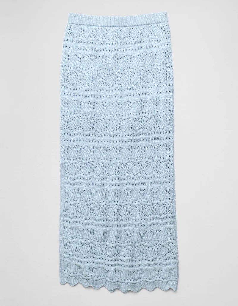 American Eagle  AE Sunchaser Mid-Rise Crochet Knit Maxi Skirt for Women | Best Price UAE