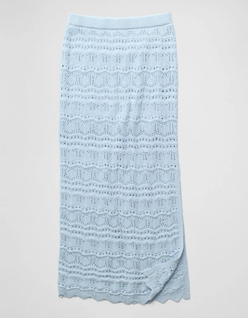 AE Sunchaser Mid-Rise Crochet Knit Maxi Skirt