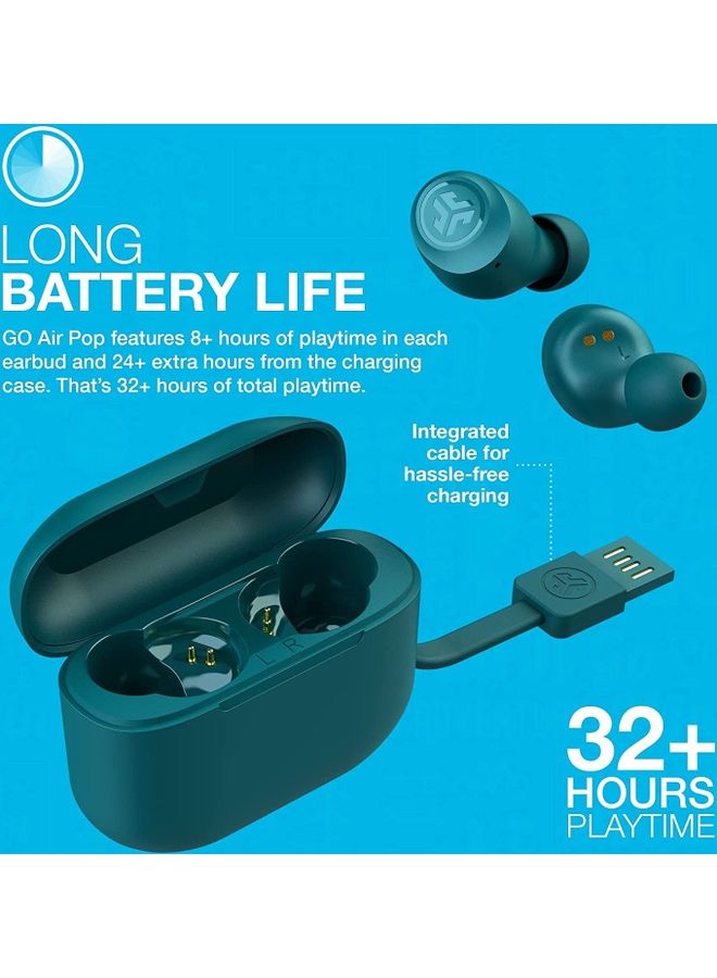 جيلاب سماعات أذن بلوتوث لاسلكية Go Air Pop True + حقيبة شحن | الاتصال المزدوج | مقاومة العرق IPX4 | اتصال بلوتوث 51 | 3 إعدادات صوت EQ: توقيع JLab، متوازن، تعزيز الجهير | - Image 2