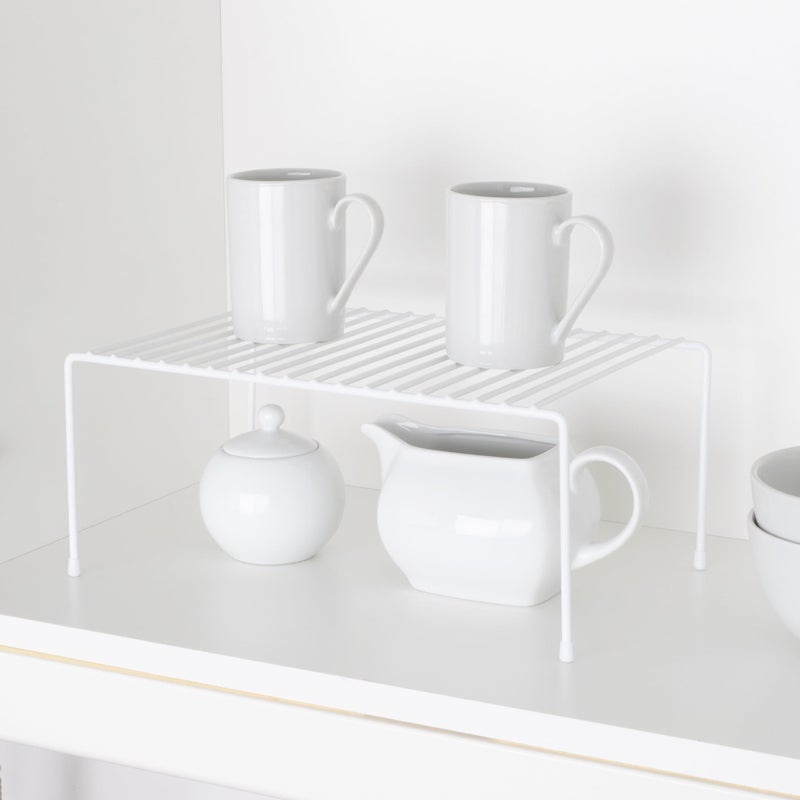 Smart Design Cabinet Storage Shelf Rack - Medium (8.5 x 13.25 Inch) - Steel Metal Wire - Cupboard, Plate, Dish, Counter & Pantry Organizer Organization - Kitchen [White] - Image 3