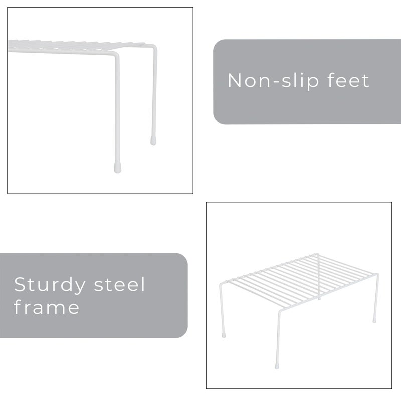 Smart Design Cabinet Storage Shelf Rack - Medium (8.5 x 13.25 Inch) - Steel Metal Wire - Cupboard, Plate, Dish, Counter & Pantry Organizer Organization - Kitchen [White] - Image 5