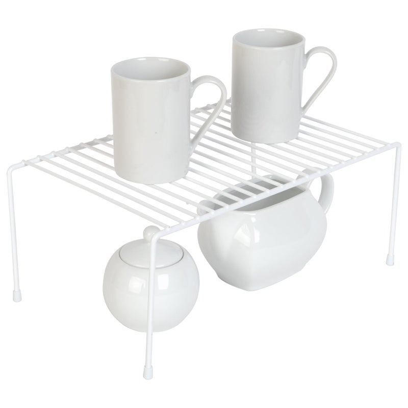 Smart Design Cabinet Storage Shelf Rack - Medium (8.5 x 13.25 Inch) - Steel Metal Wire - Cupboard, Plate, Dish, Counter & Pantry Organizer Organization - Kitchen [White] - Image 1