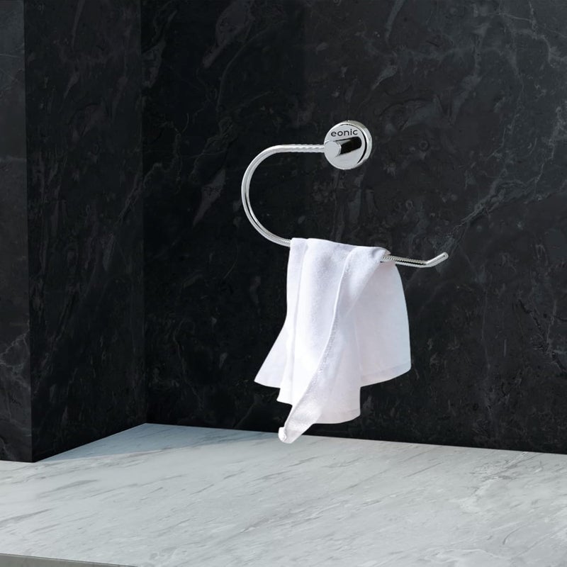 eonic eonic Stainless Steel Napkin Holder for Bathroom Wall Mounted Towel Ring Hanger for Kitchen and Wash Basin Chrome Finish  - Image 2
