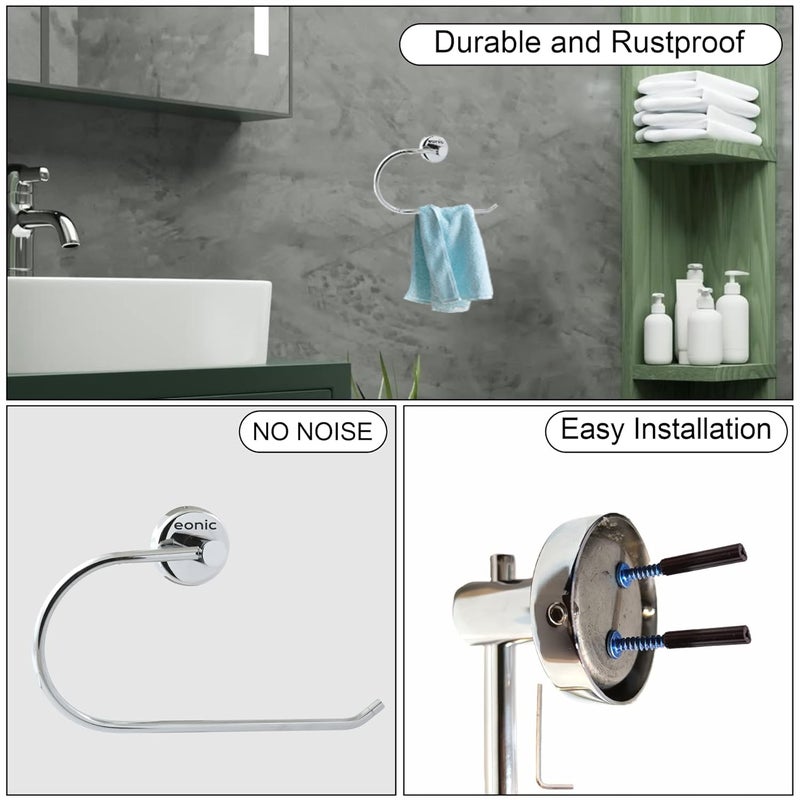 eonic eonic Stainless Steel Napkin Holder for Bathroom Wall Mounted Towel Ring Hanger for Kitchen and Wash Basin Chrome Finish  - Image 3