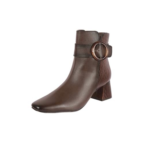 Metro Women Brown Synthetic Ankle-Length Buckle Strap Casual Boots UK/5 EU/38 (31-716) - Image 1