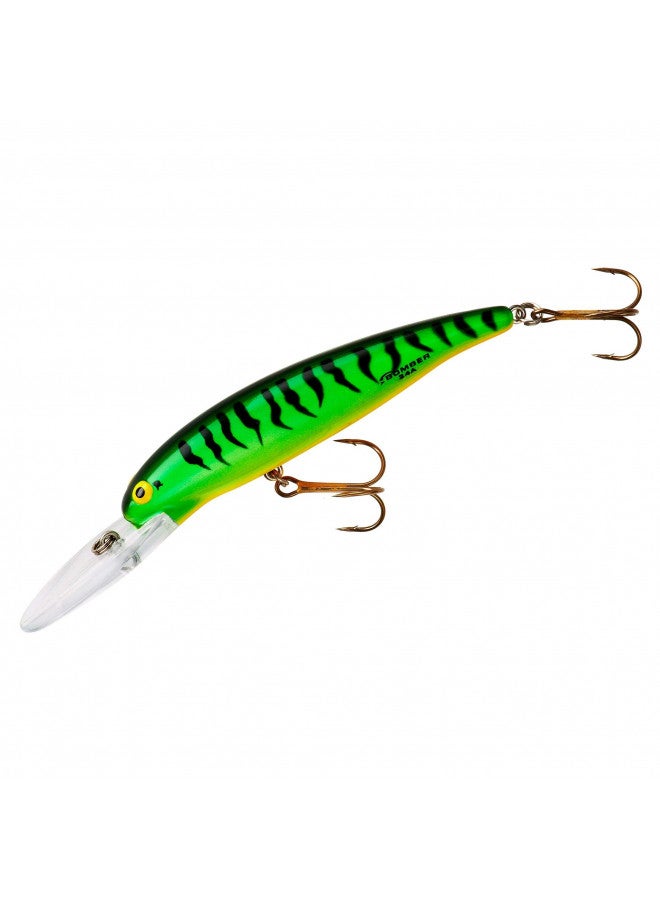 Bomber Lures Deep Long Slender Minnow Jerbait Fishing Lure, Fishing Gear and Accessories, 3 1/4", 3/8 oz, Bengal Fire Tiger, (B24ABFT)