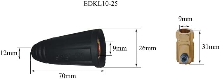 RIVERWELD TIG Welding Cable Panel Connector Plug & Socket Set DKJ10-25 & EDKL10-25 200Amp with Black Color Dinse-Style Quick Fitting 4pcs - Image 2