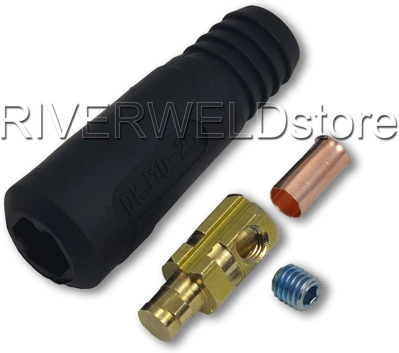 RIVERWELD TIG Welding Cable Panel Connector Plug & Socket Set DKJ10-25 & EDKL10-25 200Amp with Black Color Dinse-Style Quick Fitting 4pcs - Image 4