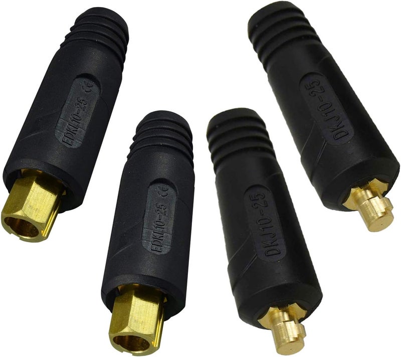 RIVERWELD TIG Welding Cable Panel Connector Plug & Socket Set DKJ10-25 & EDKL10-25 200Amp with Black Color Dinse-Style Quick Fitting 4pcs - Image 1
