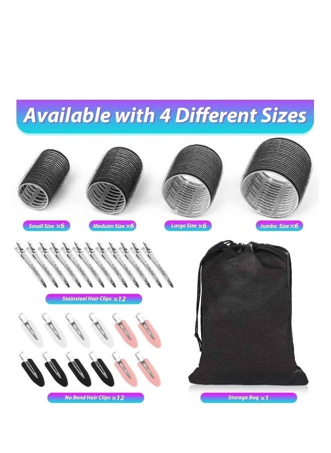 Generic Rollers Hair Curlers 50 Pcs Set with 24Pcs Hair Rollers 4 Sizes (6 Jumbo Rollers/6 Large Rollers/6 Medium Rollers/6 Small Rollers) / 1 comb and 24 Pcs Hair Clips for Long Medium Short Hai  - Image 2