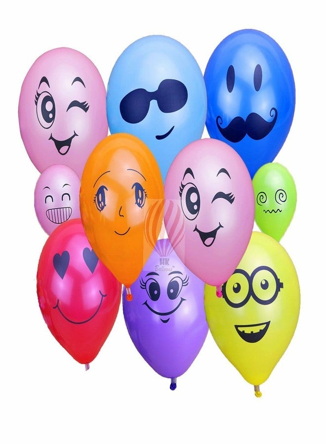 HK Balloons Rubber Emoji Smiley Face Expression Balloons for Kids Birthday Decorations Return Gifts(Multicolor, Pack of 30) - Image 1