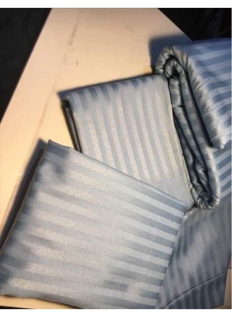 QBED - Elastic Stripe Cotton Sateen High Quality Sheet (QBED) (160 * 200 * 30cm, Grey) - Image 1