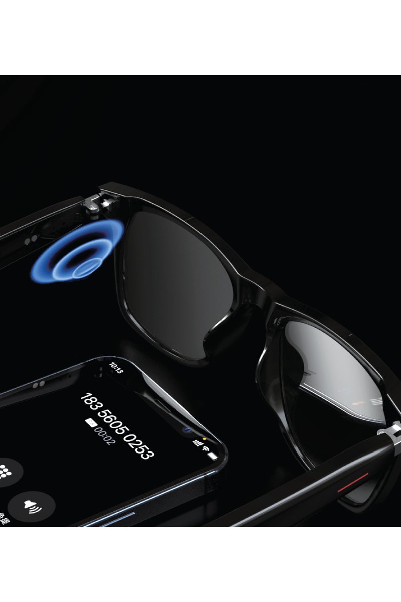 Paris 2 Smart Glass V5.3 Bluetooth / Call / Microphone / Play  Pause / Previous  Next / Voice Assistant / Function on / Camera Click / 15m Bluetooth Distance - Black - Image 3