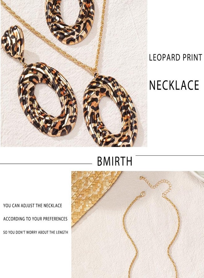 Bmirth Leopard Print Necklace Set Leopard Jewelry Set Vintage Necklace and Earring Sets for Women - Image 3