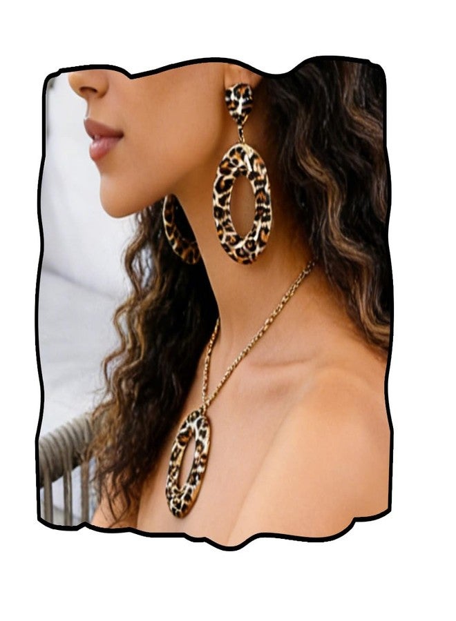 Bmirth Leopard Print Necklace Set Leopard Jewelry Set Vintage Necklace and Earring Sets for Women - Image 1